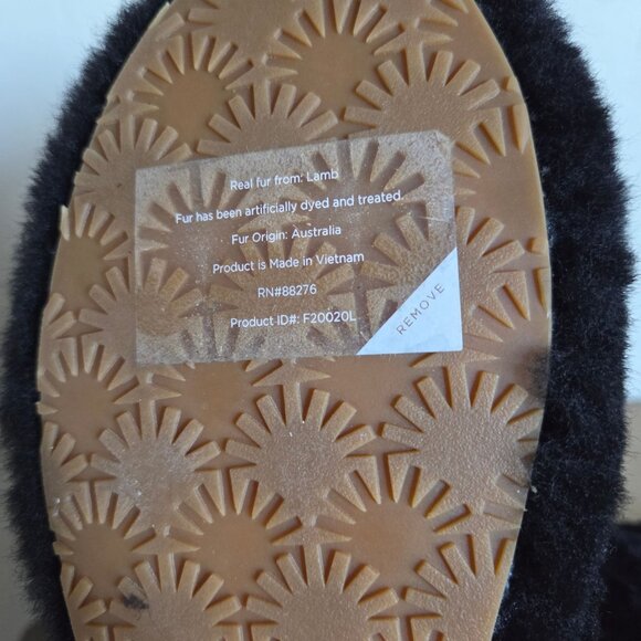 UGG Fluff Yeah Platform Slide Slipper Black Fur Sheepskin Sz Women's 9 Statement - Picture 8 of 12